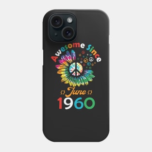 Funny Birthday Quote, Awesome Since June 1960, Retro Birthday Phone Case