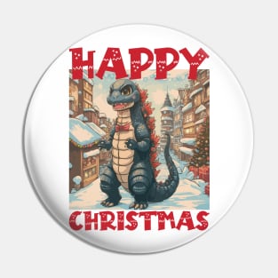 Christmas Godzilla Pin