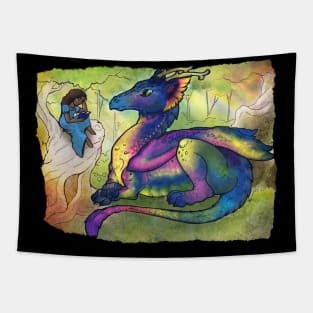 A girl and her dragon Tapestry