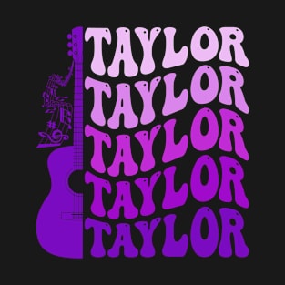 Taylor First Name I Love Taylor Girl Groovy 80's Vintage T-Shirt