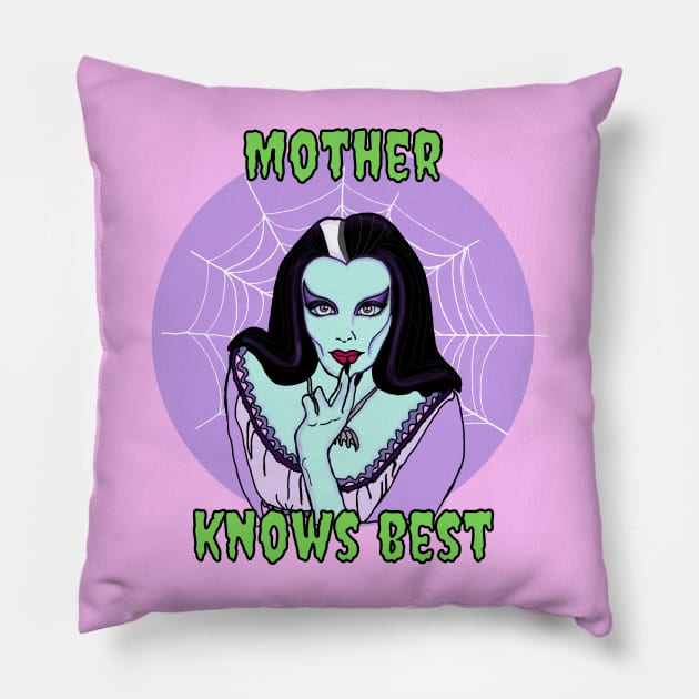 mother knows best Pillow by Haunted Fembot