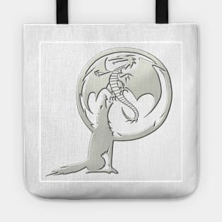 Wolf and Dragon Pewter white Tote