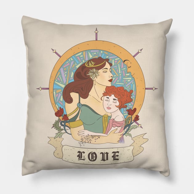 Mother and Child Art Nouveau Pillow by Genesis