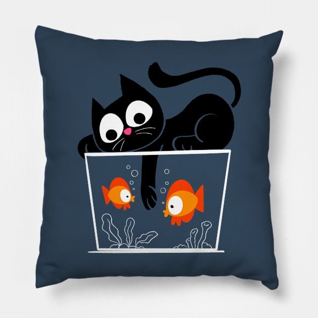 Funny Cute Cat Aquarium Swimming Fish Tank Playing Gift Pillow by teeleoshirts