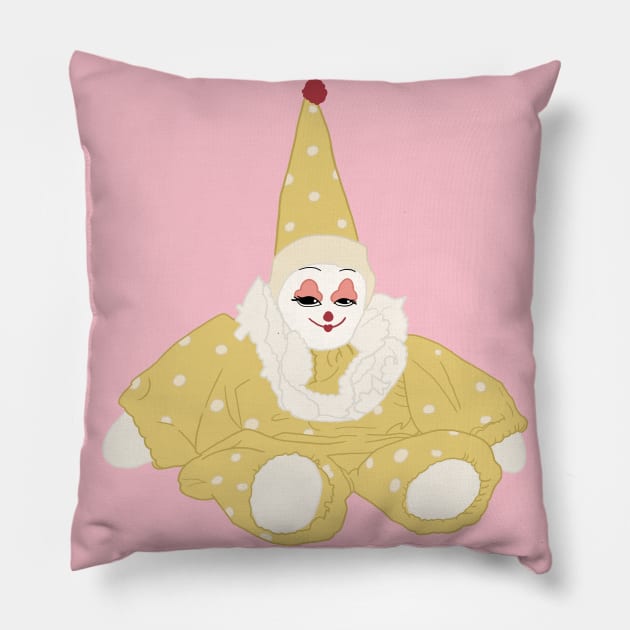 Small But All Knowing Clown Pillow by positivepeachy