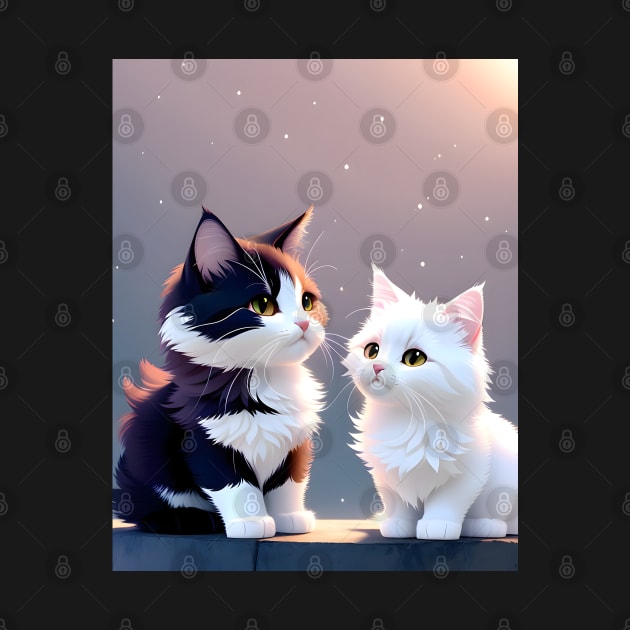 Adorable Cat Illustration- Modern Digital Art by Ai-michiart