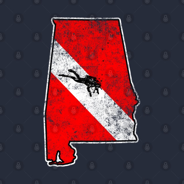 Alabama Dive Flag Scuba Diving State Map Dive Flag Distressed by TeeCreations