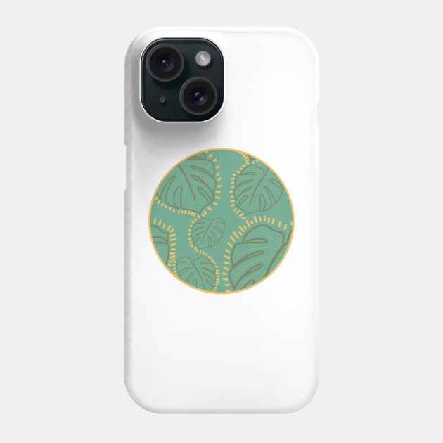Monstera Deliciosa Pattern in leafy green and yellow Phone Case by JuneNostalgia