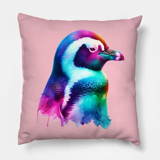 trippy penguin Pillow by Ekim Ts