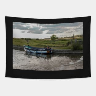 Small wooden pleasure boat moored in Thurne Dyke Tapestry