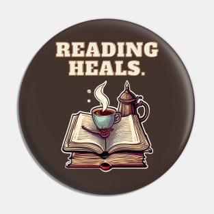 Reading Heals: Books and Coffee for reading levers Pin