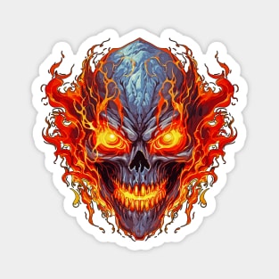 Flaming Halloween Skull T Shirt for Men and Boys Magnet