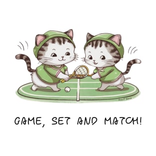 Two cute cats playing tennis T-Shirt