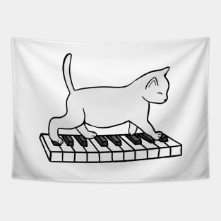 Cat Playing Piano Tapestry