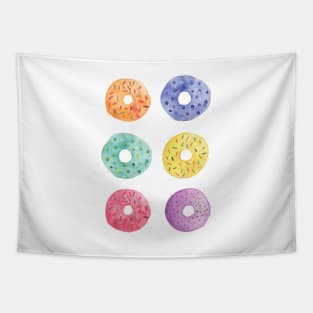 Colorful Watercolor Donuts Tapestry