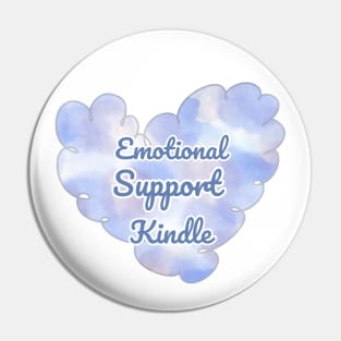 Emotional Support Kindle Blue- Text On Fluff Heart Pin