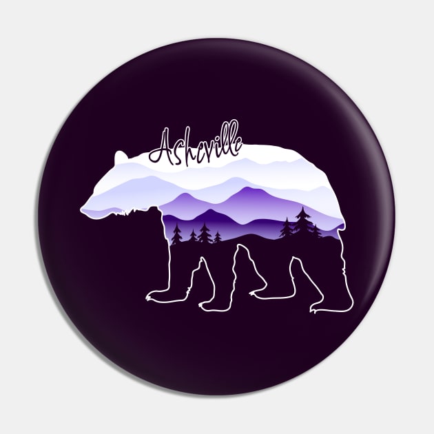 Asheville Blue Ridge Mountains - Black Bear - PurpleBG 26 Pin by AVL Merch