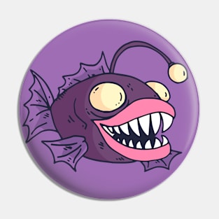 Funny Anglerfish Cartoon Pin