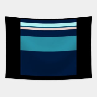 An unparagoned recipe of Oxford Blue, Deep Sea Blue, Christmas Blue, Pale Cyan and Pale Pink stripes. - Sociable Stripes Tapestry