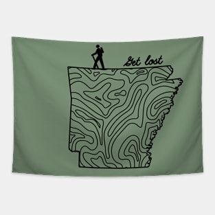 Get Lost Hiking Topographic Art Hike Arkansas State Map Tapestry