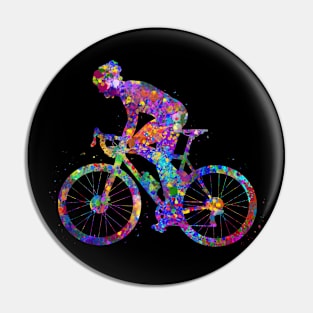 Road biker man watercolor art Pin