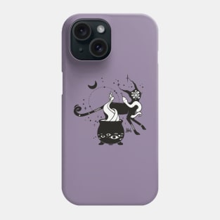 Black Cat Witch With Cauldron, Gothic Art Phone Case