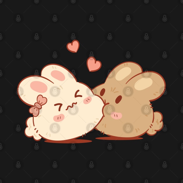 Cute & Kawaii Bunny Kisses | Brown by ModesaDraw