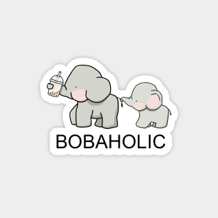 Cute Little Bobaholic Elephants Love Boba! Magnet