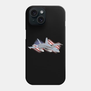 American F-18 Jet Fighter with American Flag Phone Case