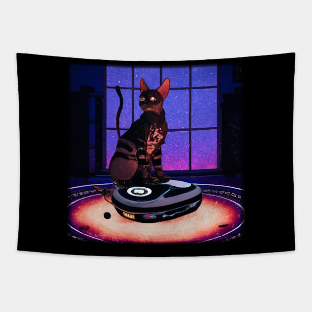 Cyberpunk Kitty Tapestry by Bigrum P. Bear Designs