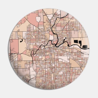 Fort Wayne Map Pattern in Soft Pink Pastels Pin