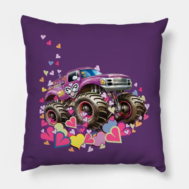 Girls Like Monster Trucks Too Pillow by tamdevo1