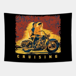 Cruising vintage motorcycle Tapestry