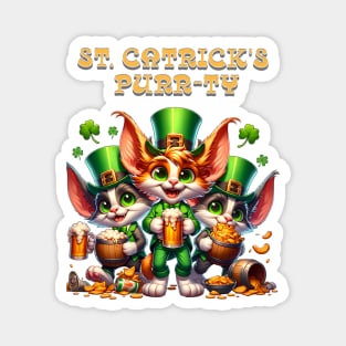 St Patricks day leprechaun cats - St. Catrick‘s Purr-ty Magnet