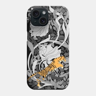 William Morris floral pattern with Tiger Achromatic Phone Case