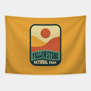 Yellowstone National Park Retro Sunset Vintage Badge Tapestry