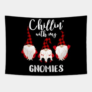 Funny Chilling With My Gnomies Merry Christmas Women Kids Tapestry