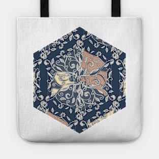 Organic Hexagon Pattern in Soft Navy & Cream Tote