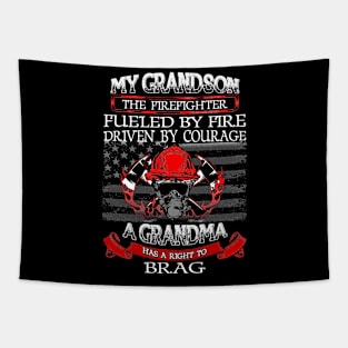 Proud Grandma of a Firefighter Grandson Apparel Tapestry