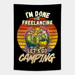 FREELANCING AND CAMPING DESIGN VINTAGE CLASSIC RETRO COLORFUL PERFECT FOR  FREELANCER AND CAMPERS Tapestry