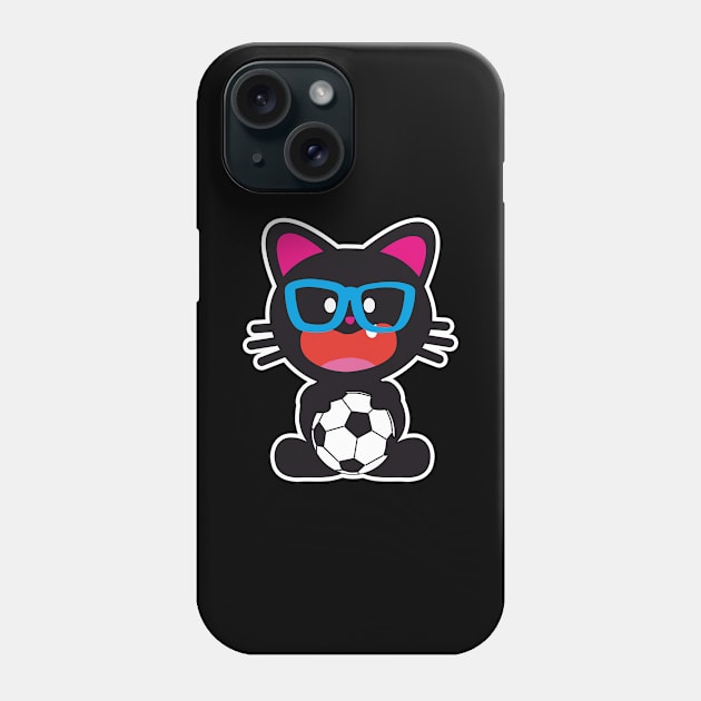 One Tooth Black Cat And Soccer Phone Case by HappyGiftArt