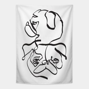 Abstract Line Pug Tapestry