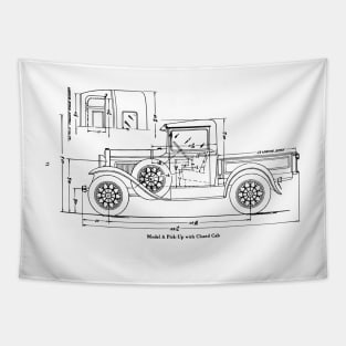 Ford Model A Pick-Up Technical Drawing Tapestry