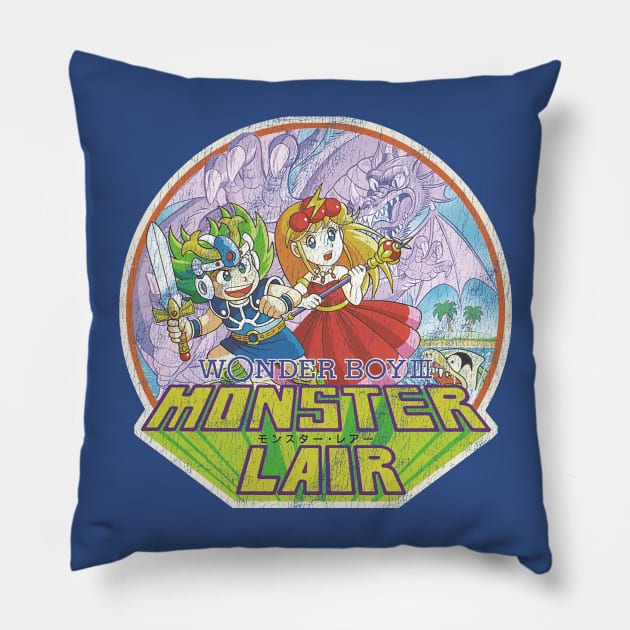 Wonder Boy III Monster Lair Retro Logo Pillow by StebopDesigns