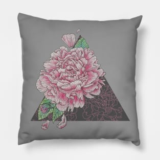 Pink Peony Floral Study, Illustrative Design Pillow