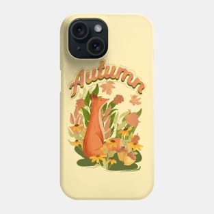 Red Fox And Falling Leaves In The Forest Phone Case