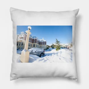 Blue sky after snow fall. Pillow