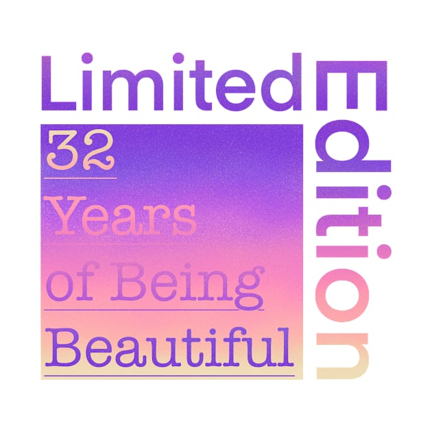 32 Year Old Gift Gradient Limited Edition 32th Retro Birthday by Designora