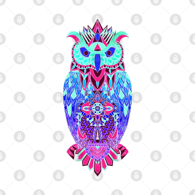 artic psychodelic owl in pattern wisdom of wonders ecopop wallpaper art tribal zendoodle of flowers by jorge_lebeau