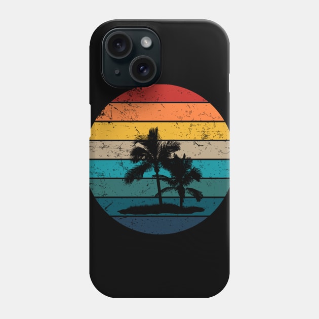 Retro Sunset with Palm Trees and seagull Phone Case by DyrkWyst